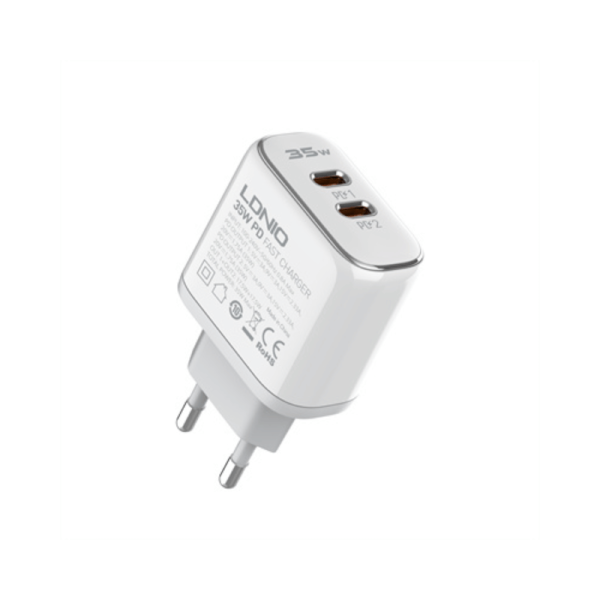 Kucni punjac LDNIO A2528C 35W PD (USB-C + USB-C) USB-C + kabal  Lightning