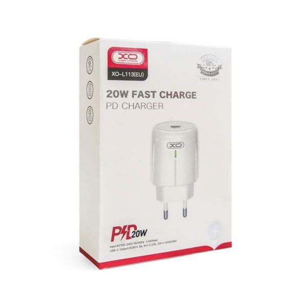 Kucni punjac XO L113 PD 20W (USB-C) LED - glava