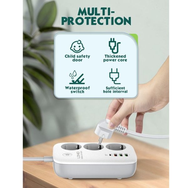 SEW3452 LDNIO Smart produzni kabal sa 3 uticnice +