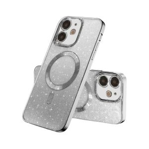 MagSafe glitter maskica iPhone 13 Pro Max Silver