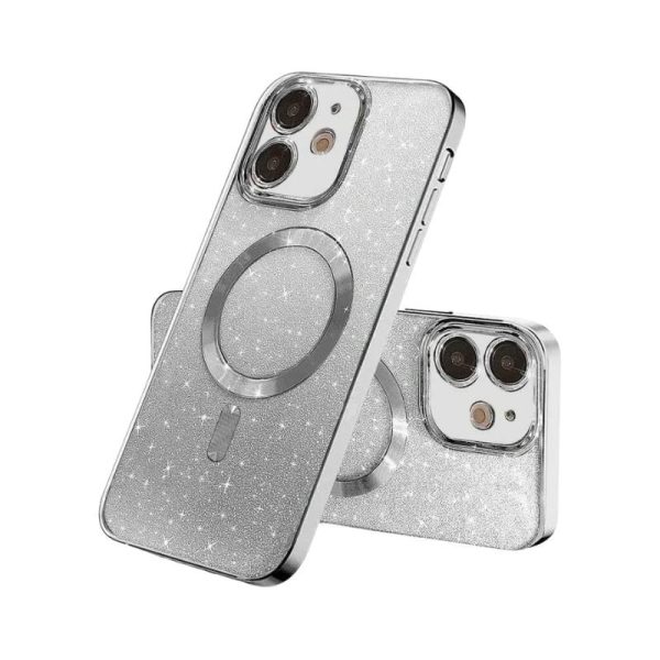 MagSafe glitter maskica iPhone 14 Pro Silver
