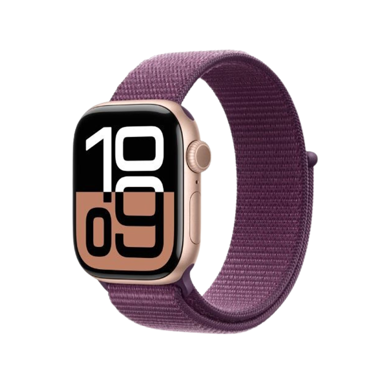 Apple Watch Series 10 GPS 46mm Rose Gold Aluminium Case+Plum SportLoop MWWV3