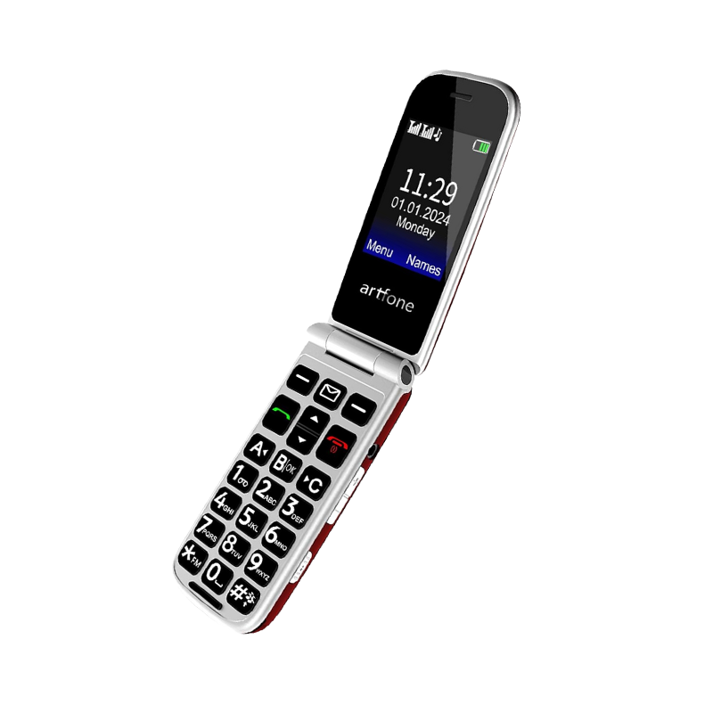Telefon na tipke Artfone F20 preklop Red