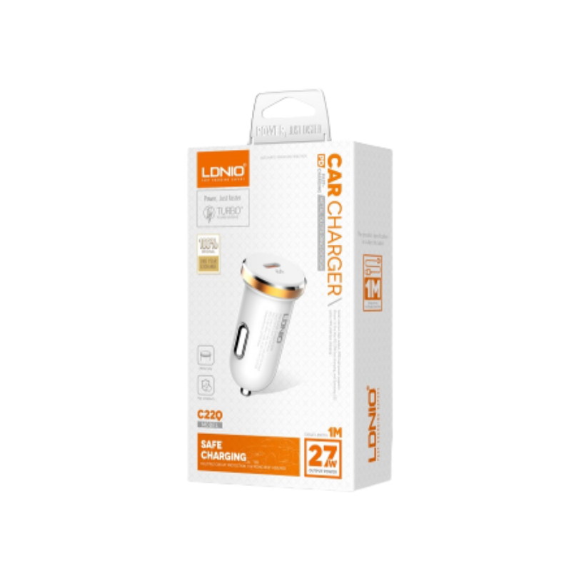 Auto punjac LDNIO C22Q 27W PD Type C + Type iPhone kabal